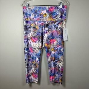 NWT Athleta 1X Elation Capri Bloom Purple‎ Multicolor Floral Leggings